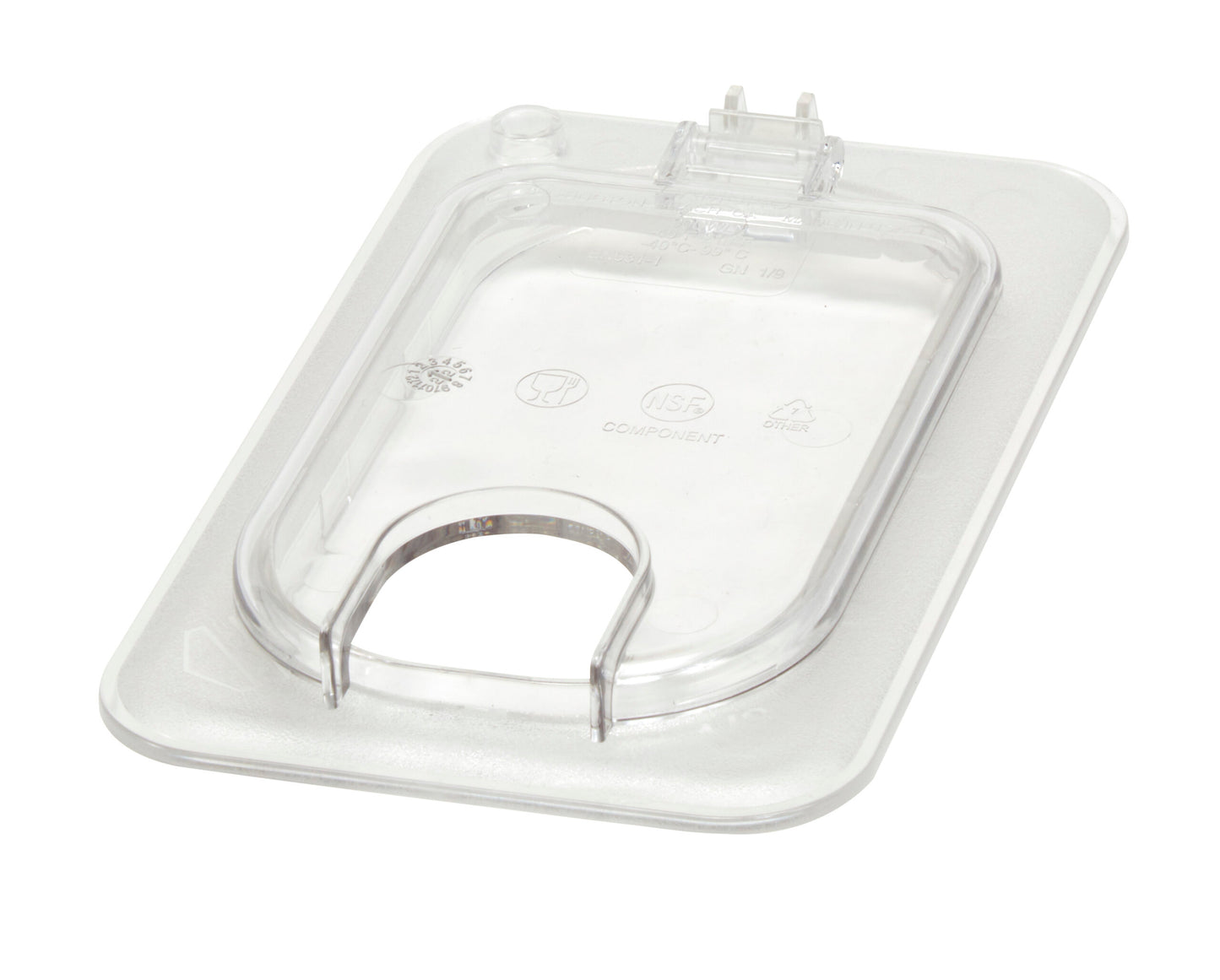 Polycarbonate Hinged Flip Lid with Notch - 1/9 Pan