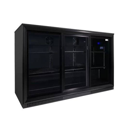 SnoMaster SMBC-300SL 300L Under-Counter Sliding Door Beverage Cooler – Black