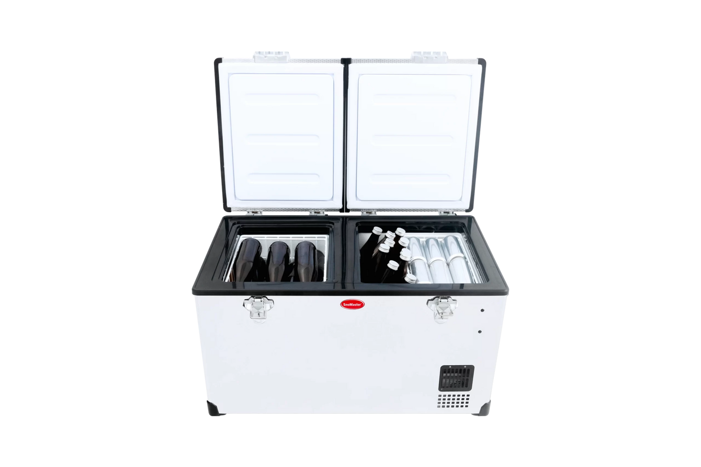 SnoMaster - 66L Low Profile Dual Compartment Portable Fridge/Freezer AC/DC - Stainless Steel (SMDZ-LP66D)