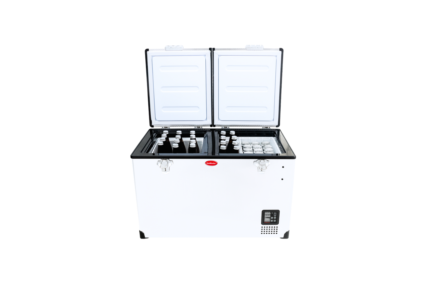 SnoMaster - 81.5L Dual Compartment Portable Fridge/Freezer AC/DC - Stainless Steel (SMDZ-TR82D)