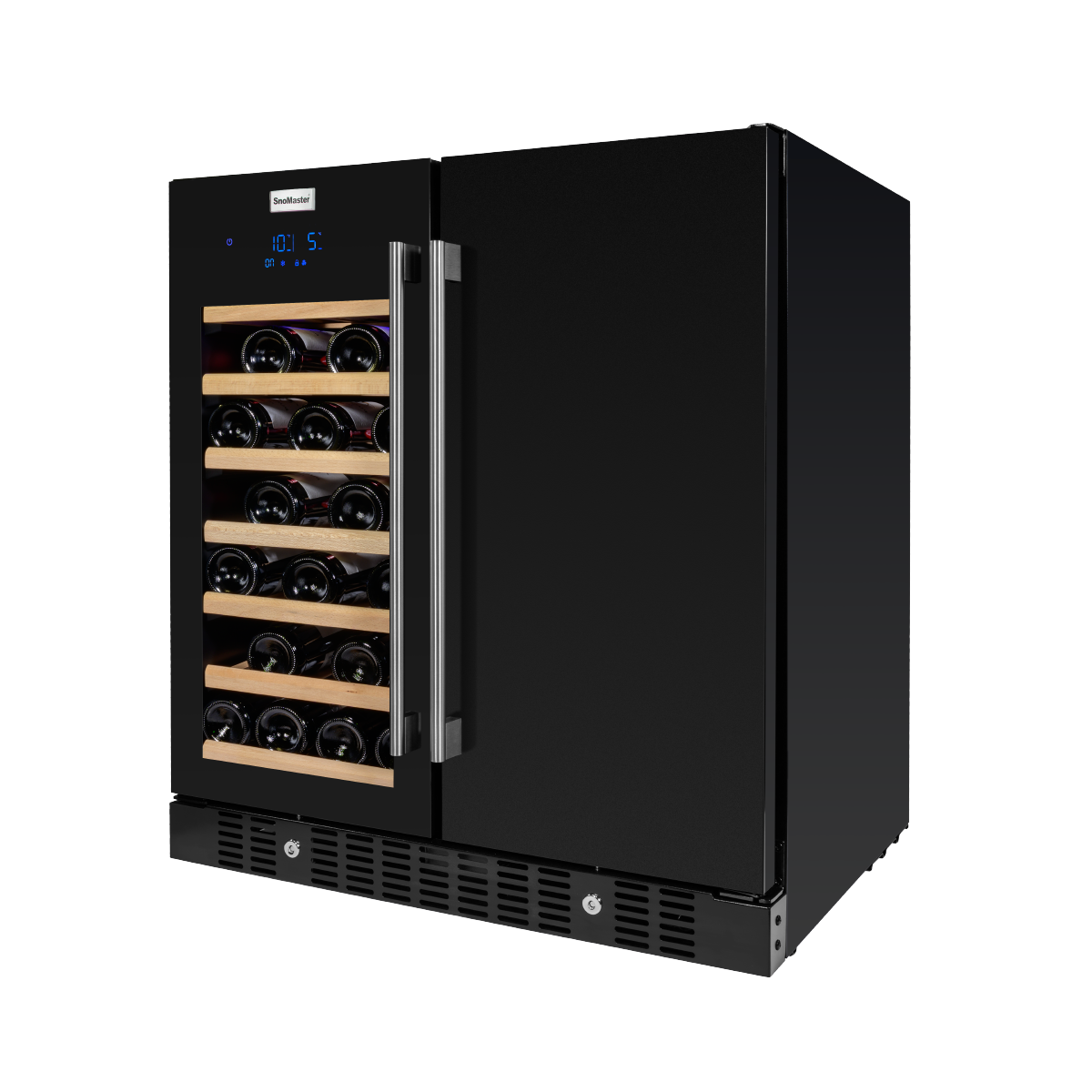 SnoMaster - 34 Bottle + 95L Pro Series Double Door Wine/Beverage Cooler - Black (VT-19DPRO(BLACK))