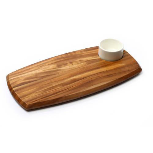 Infiniti Wooden Serving Board with Dip Bowl 70ml Bowl (180 x 362 x 20mm) by Infiniti Commercial catering equipment