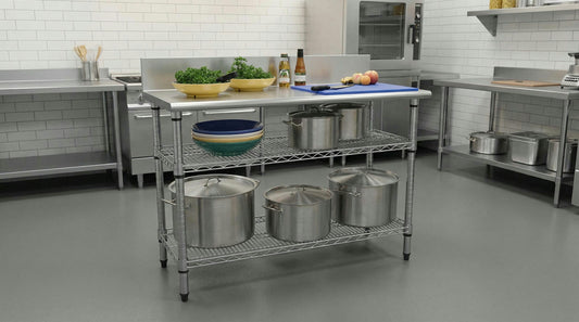 Stainless Steel Work Table – 2 Tier with Splashback | 1300 × 690 × 870mm
