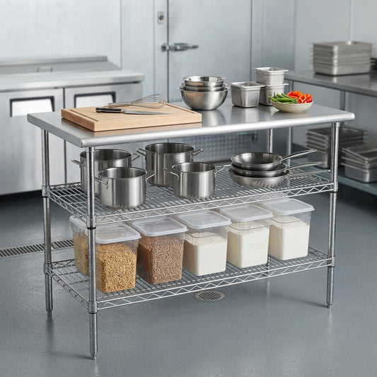 Stainless Steel 2-Tier Work Table Plain Top - 1300 x 690 x 870mm