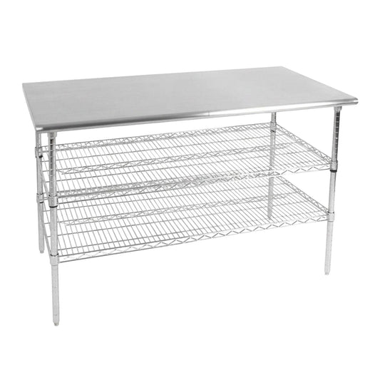 Stainless Steel 2-Tier Work Table Plain Top - 1300 x 690 x 870mm