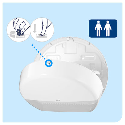 Tork Mini Jumbo Toilet Roll Dispenser – White | T2