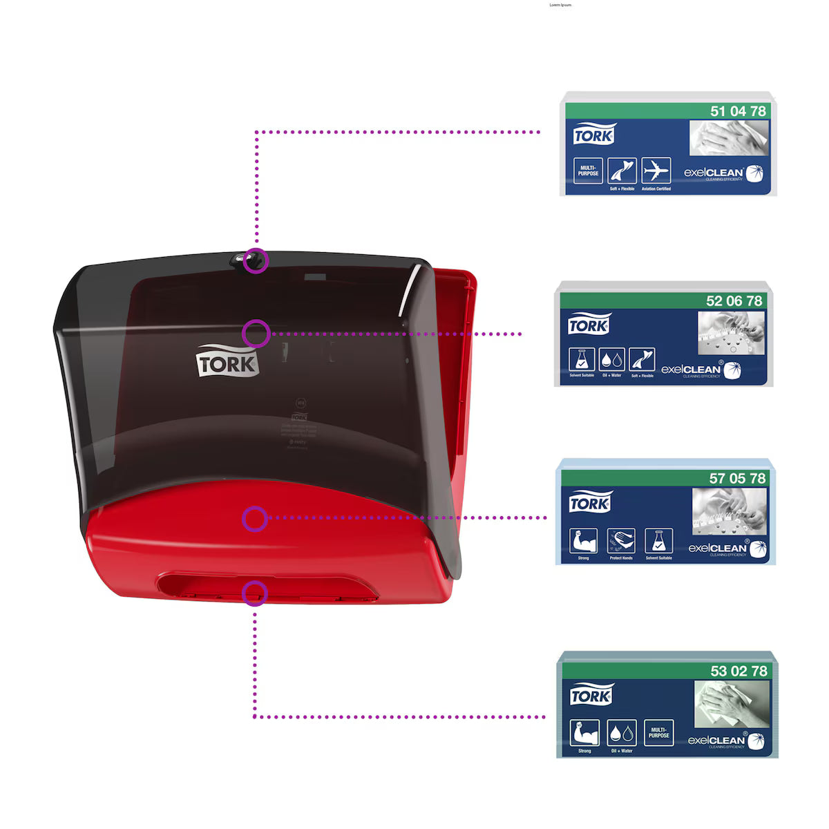 Tork Folded Wiper Dispenser – Red/Smoke | W4