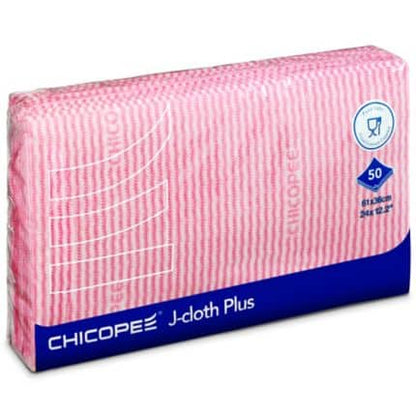 Chicopee J-Cloth Plus Cleaning Wipes – Pack of 50 - Red