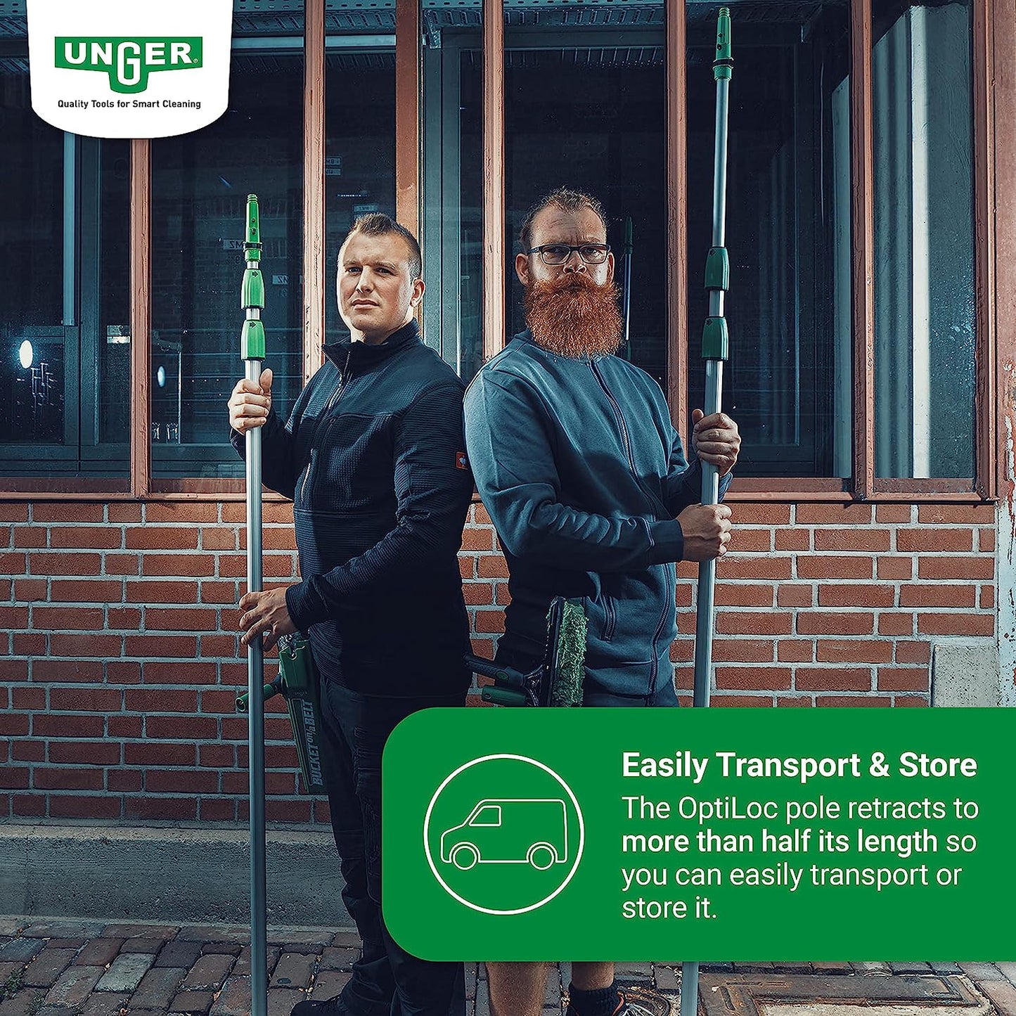 Unger Visa Versa Pro 35cm & Optiloc Telescopic Pole Combo (Various Sizes)