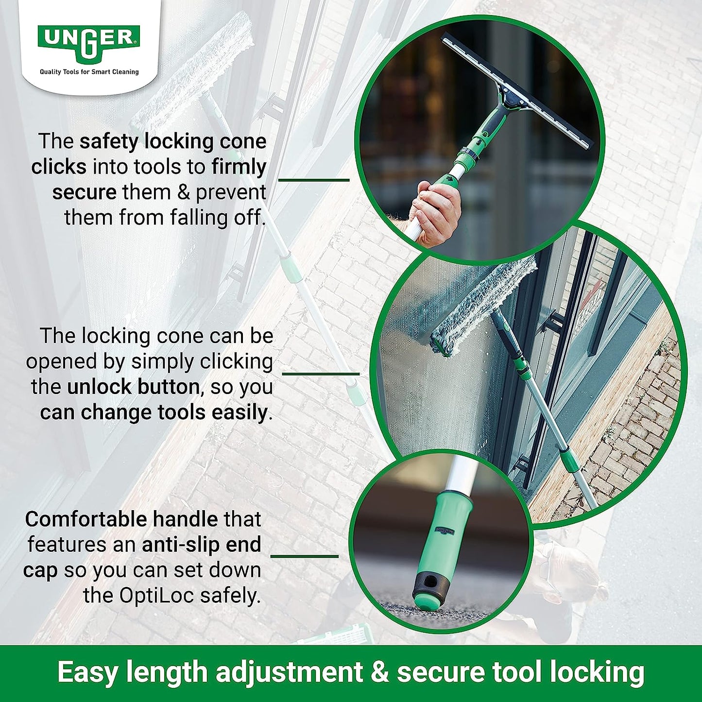 Unger Visa Versa Pro 35cm & Optiloc Telescopic Pole Combo (Various Sizes)