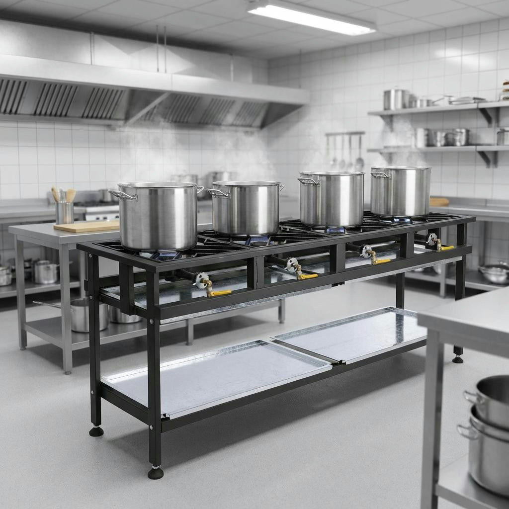 Anvil Commercial Gas Boiling Table – 4 Burner Straight | Heavy-Duty LPG Cooking Station