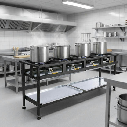 Anvil Commercial Gas Boiling Table – 4 Burner Straight | Heavy-Duty LPG Cooking Station