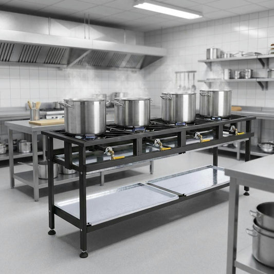 Anvil Commercial Gas Boiling Table – 4 Burner Straight | Heavy-Duty LPG Cooking Station