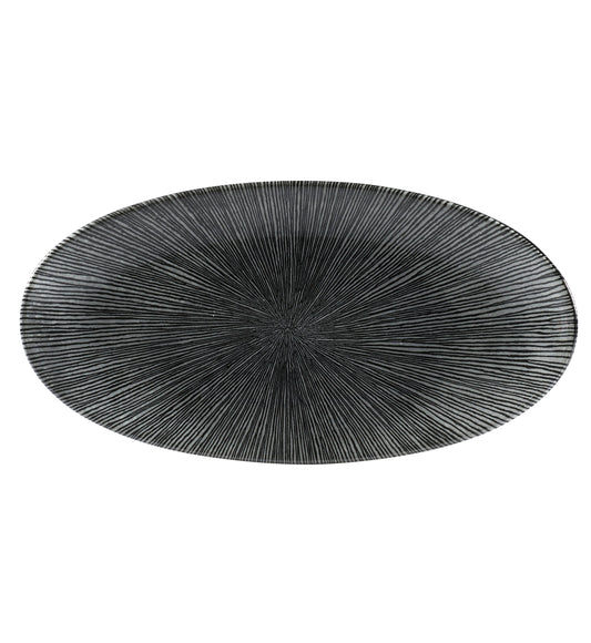 Studio Prints Agano Black Oval Plate 34.7 x 17.3cm (Pack of 6)