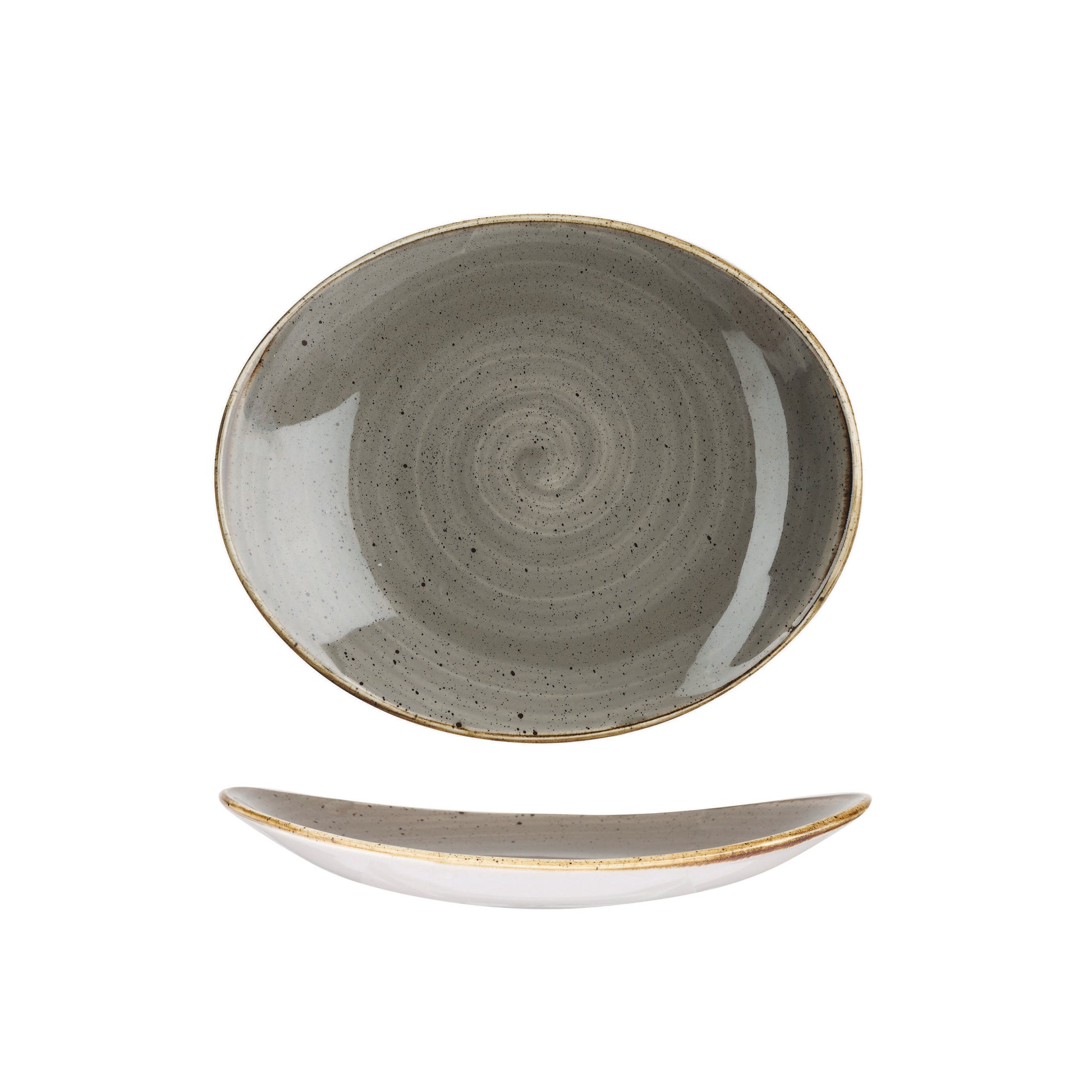 Churchill Peppercorn Grey Oval Plate - 19.2cm (Pack of 12) by Churchill  Oval Plate for commercial kitchens