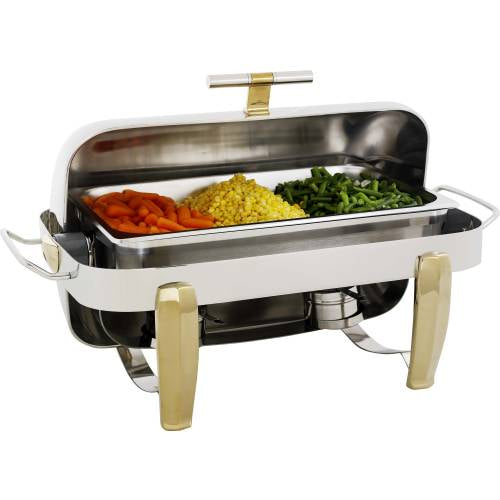 Global Deluxe Round Roll-Top Chafer - 6.8Lt by Global  Round Chafer for commercial kitchens