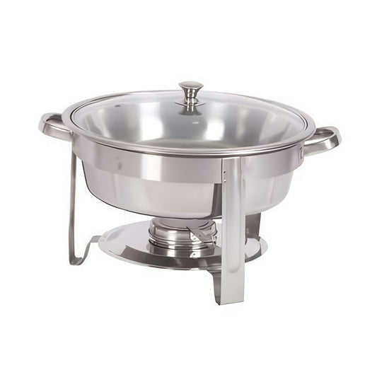 Chafing Dish Round with Glass Lid – Polished Stainless Steel – 3.7L