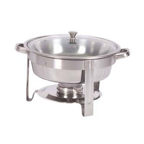 Round Polished Chafer with Glass Lid - 4Lt