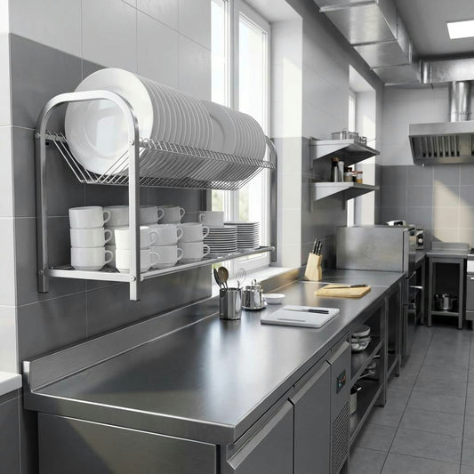 Wall-Mounted Crockery Rack – 1105mm | 2 Shelf | 53 Plates & Cup Shelf