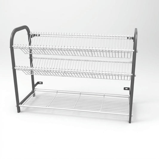 Wall-Mounted Crockery Rack – 802mm | 3 Shelf | 76 Plates & Cup Shelf