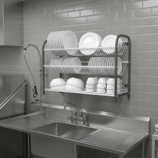 Wall-Mounted Crockery Rack – 802mm | 3 Shelf | 76 Plates & Cup Shelf