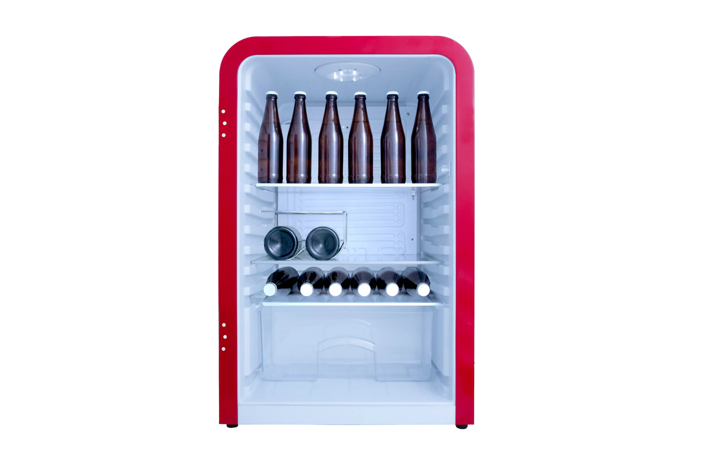 SnoMaster - 115L Solid Door Under-Counter Retro Beverage Cooler - Red (DBQ-220R)
