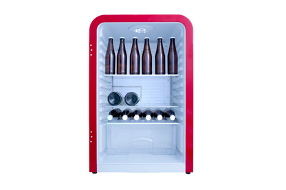 SnoMaster - 115L Solid Door Under-Counter Retro Beverage Cooler - Red (DBQ-220R)