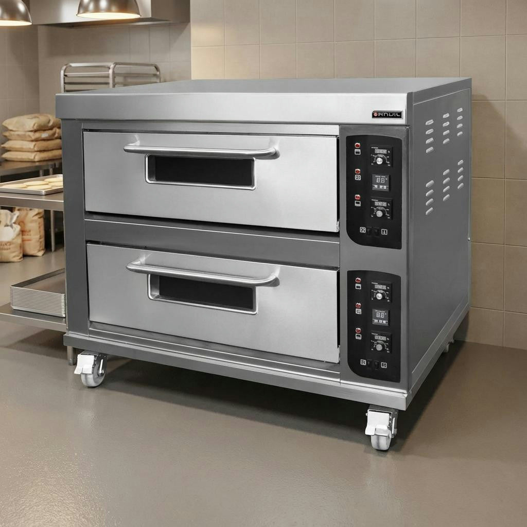 Anvil Double Deck Electric Deck Oven – 4 Tray Commercial Baking Oven (13.2kW, 3-Phase)
