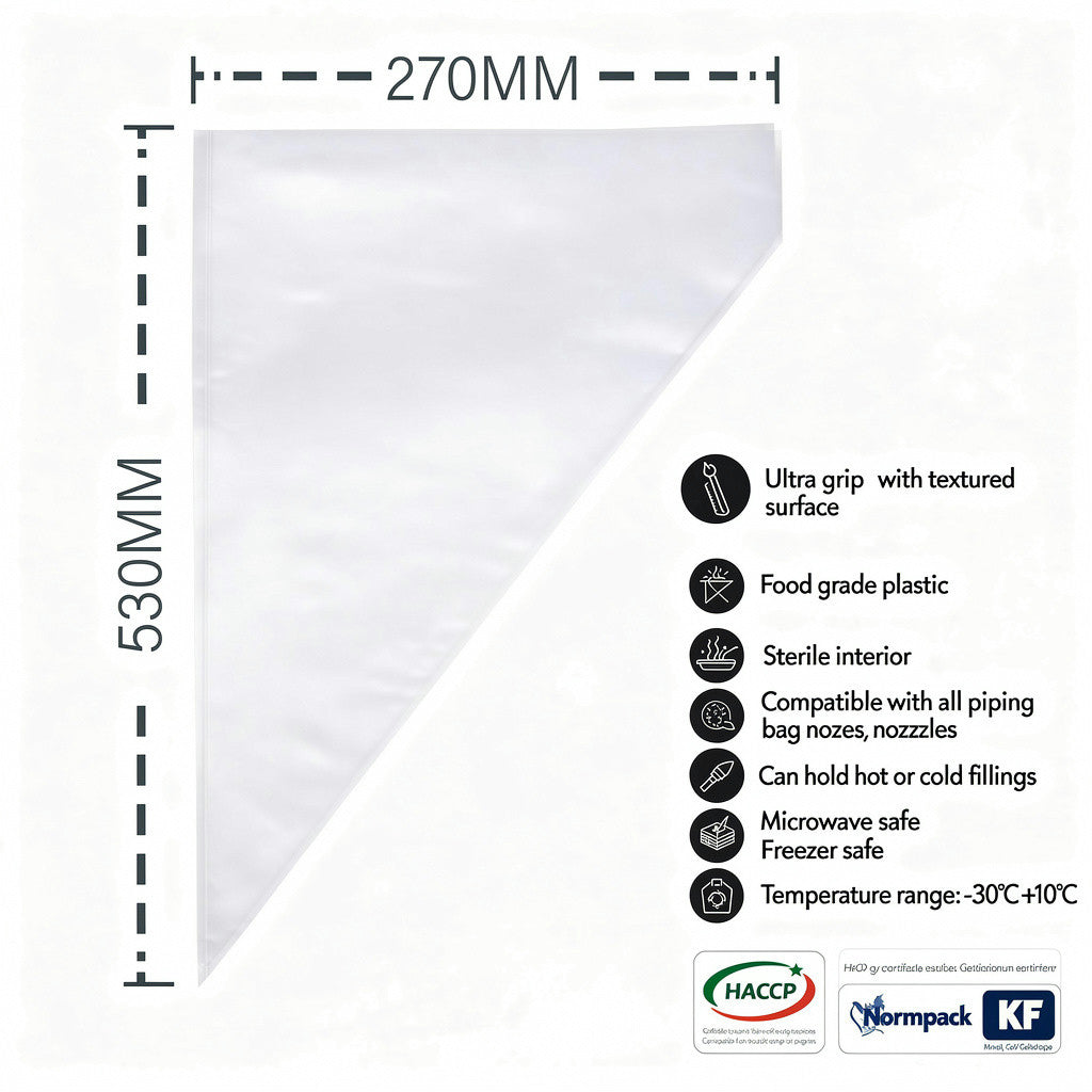Kee Disposable Piping Bags - Roll of 72 - 530 x 270mm