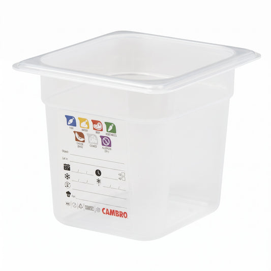 Cambro SafeTrak GN 1/6 Food Pan – 176 × 162mm – 150mm Deep