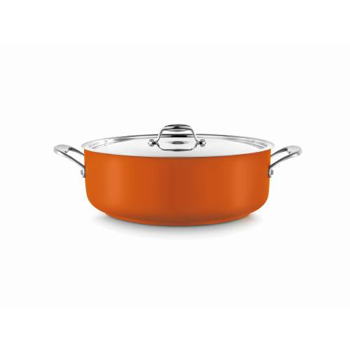 Low Casserole Pot - Orange - 8.9 Litre - With Lid