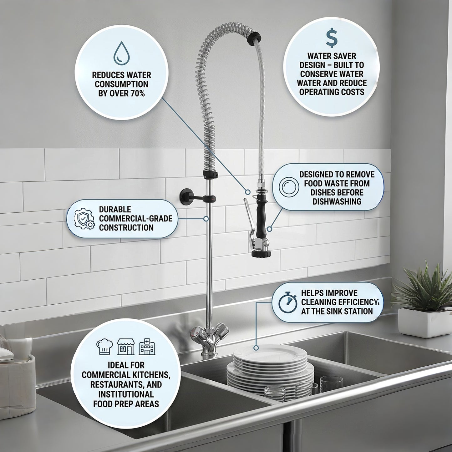 DIHR Overhead Pre-Rinse Spray - With Mixer Taps