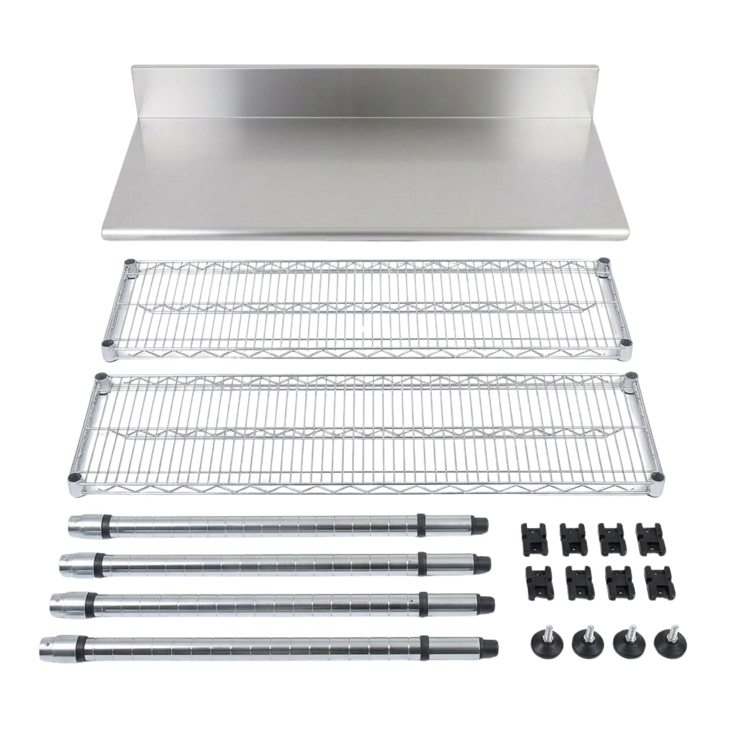 Stainless Steel 2-Tier Work Table with Splashback - 1300 x 690 x 870mm
