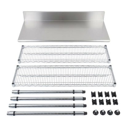 Stainless Steel 2-Tier Work Table with Splashback - 1300 x 690 x 870mm