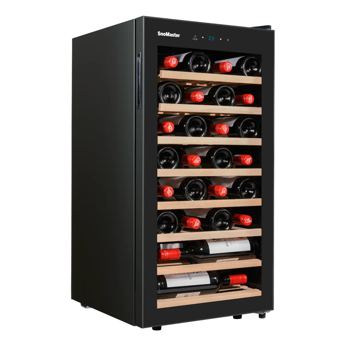 SnoMaster SMBC-100W 28 Bottle Single Zone Wine Cooler – Black