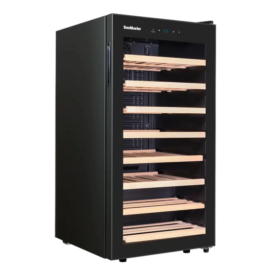 SnoMaster SMBC-100W 28 Bottle Single Zone Wine Cooler – Black