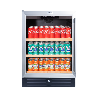 SnoMaster SMBC-145 145L Under-Counter Beverage Cooler – Black with Stainless Steel Trim