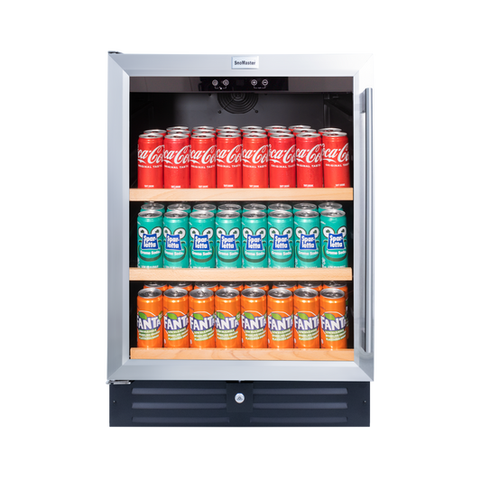 SnoMaster SMBC-145 145L Under-Counter Beverage Cooler – Black with Stainless Steel Trim