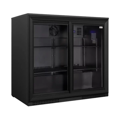SnoMaster SMBC-200SL 200L Under-Counter Sliding Door Beverage Cooler – Black