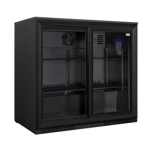 SnoMaster SMBC-200SL 200L Under-Counter Sliding Door Beverage Cooler – Black