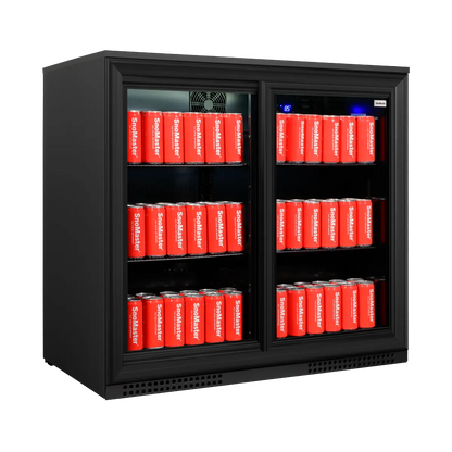 SnoMaster SMBC-200SL 200L Under-Counter Sliding Door Beverage Cooler – Black