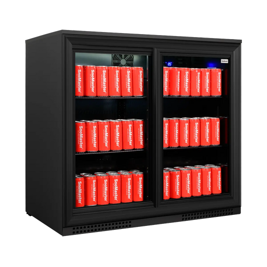 SnoMaster SMBC-200SL 200L Under-Counter Sliding Door Beverage Cooler – Black