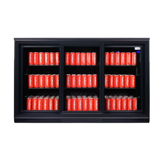 SnoMaster SMBC-300SL 300L Under-Counter Sliding Door Beverage Cooler – Black