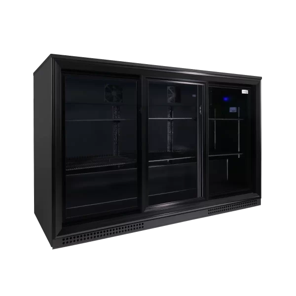 SnoMaster SMBC-300SL 300L Under-Counter Sliding Door Beverage Cooler – Black