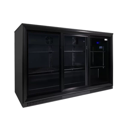 SnoMaster SMBC-300SL 300L Under-Counter Sliding Door Beverage Cooler – Black