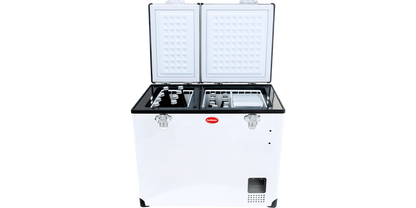 SnoMaster - 72L Dual Compartment Portable Fridge/Freezer AC/DC -  Stainless Steel (SMDZ-CL72D)