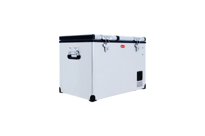 SnoMaster - 66L Low Profile Dual Compartment Portable Fridge/Freezer AC/DC - Stainless Steel (SMDZ-LP66D)
