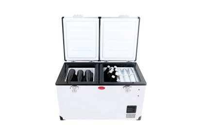 SnoMaster - 66L Low Profile Dual Compartment Portable Fridge/Freezer AC/DC - Stainless Steel (SMDZ-LP66D)