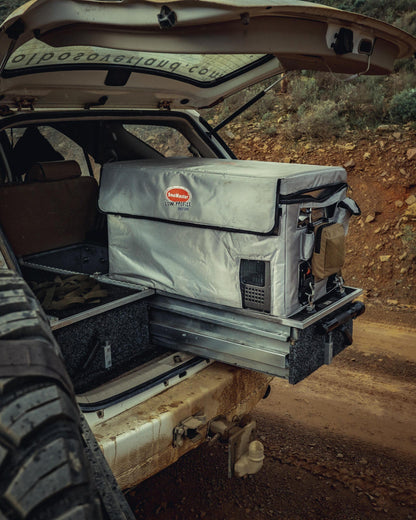 SnoMaster - 66L Low Profile Dual Compartment Portable Fridge/Freezer AC/DC - Stainless Steel (SMDZ-LP66D)