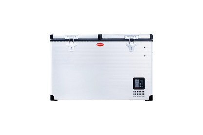 SnoMaster - 81.5L Dual Compartment Portable Fridge/Freezer AC/DC - Stainless Steel (SMDZ-TR82D)